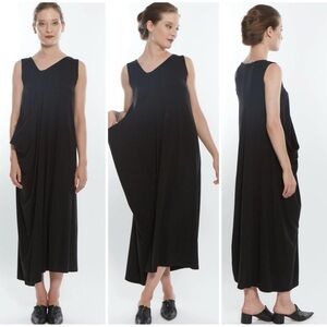 MATTHILDUR Hasu maxi dress, modal/pima cotton, sleeveless, black, size L
